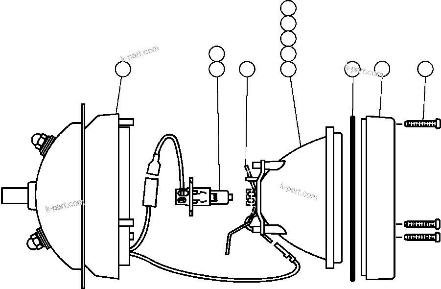 Komatsu parts book diagram for AFE50-AN 830E S/N A30652-A30658  DIAVIK: LIGHT ASSEMBLY (SUPER HALOGEN)