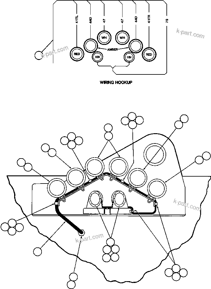 Komatsu parts book diagram for AFE50-AN 830E S/N A30652-A30658  DIAVIK: REAR LIGHTS & BACKUP HORN INSTALLATION