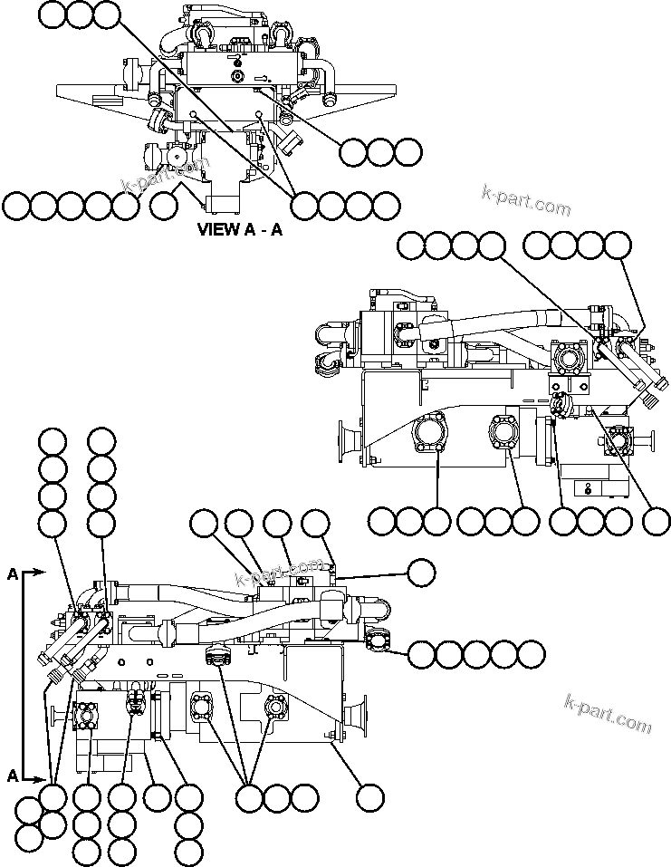 Komatsu parts book diagram for AFE50-AN 830E S/N A30652-A30658  DIAVIK: PUMP/VALVE MODULE - 1