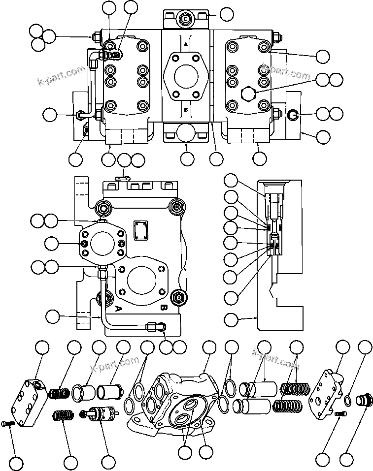 Komatsu parts book diagram for AFE50-AN 830E S/N A30652-A30658  DIAVIK: HOIST CONTROL VALVE ASSEMBLY (PB6921)