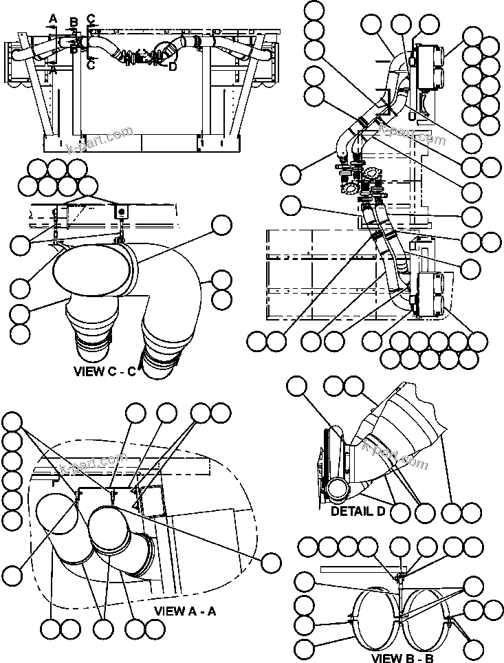 Komatsu parts book diagram for AFE50-BE 830E S/N A30706-A30708  DIAVIK: AIR CLEANER PIPING & INSTALLATION