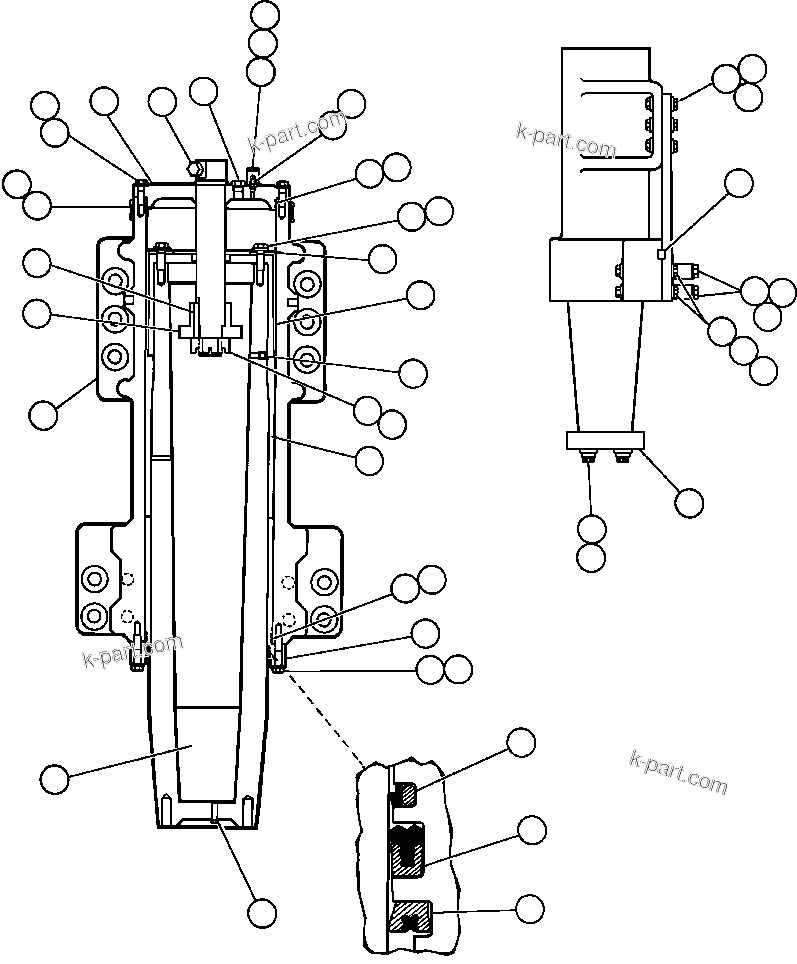 Komatsu parts book diagram for AFE50-BE 830E S/N A30706-A30708  DIAVIK: FRONT SUSPENSION & MOUNTING
