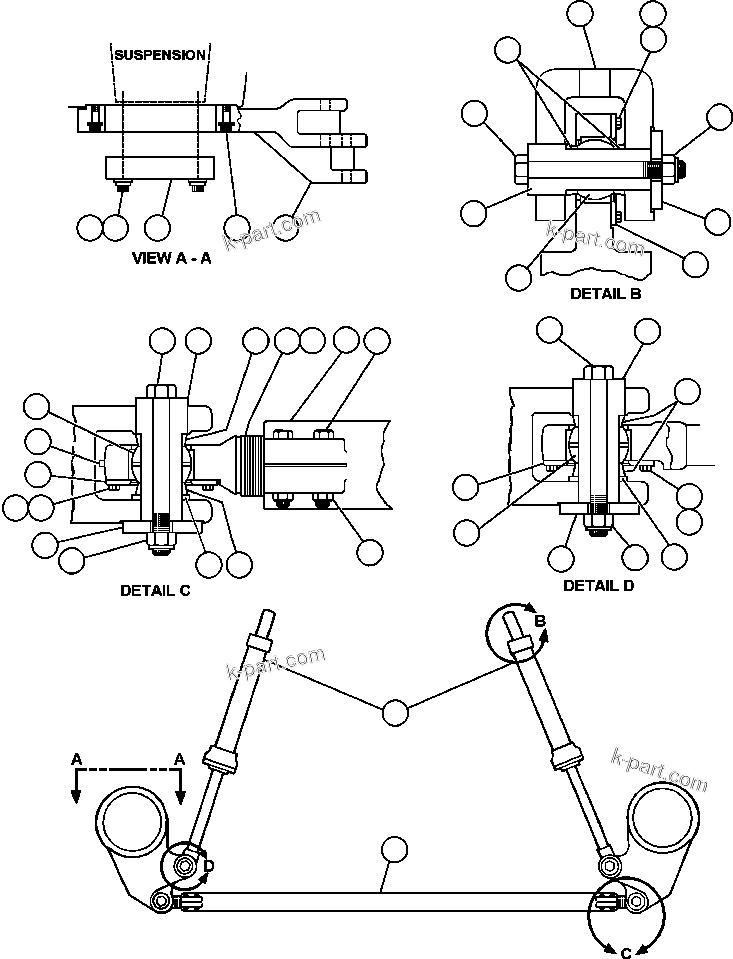 Komatsu parts book diagram for AFE50-BE 830E S/N A30706-A30708  DIAVIK: STEERING ARMS & LINKAGE