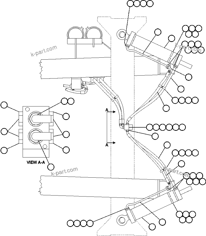 Komatsu parts book diagram for AFE50-BE 830E S/N A30706-A30708  DIAVIK: STEERING CYLINDER PIPING