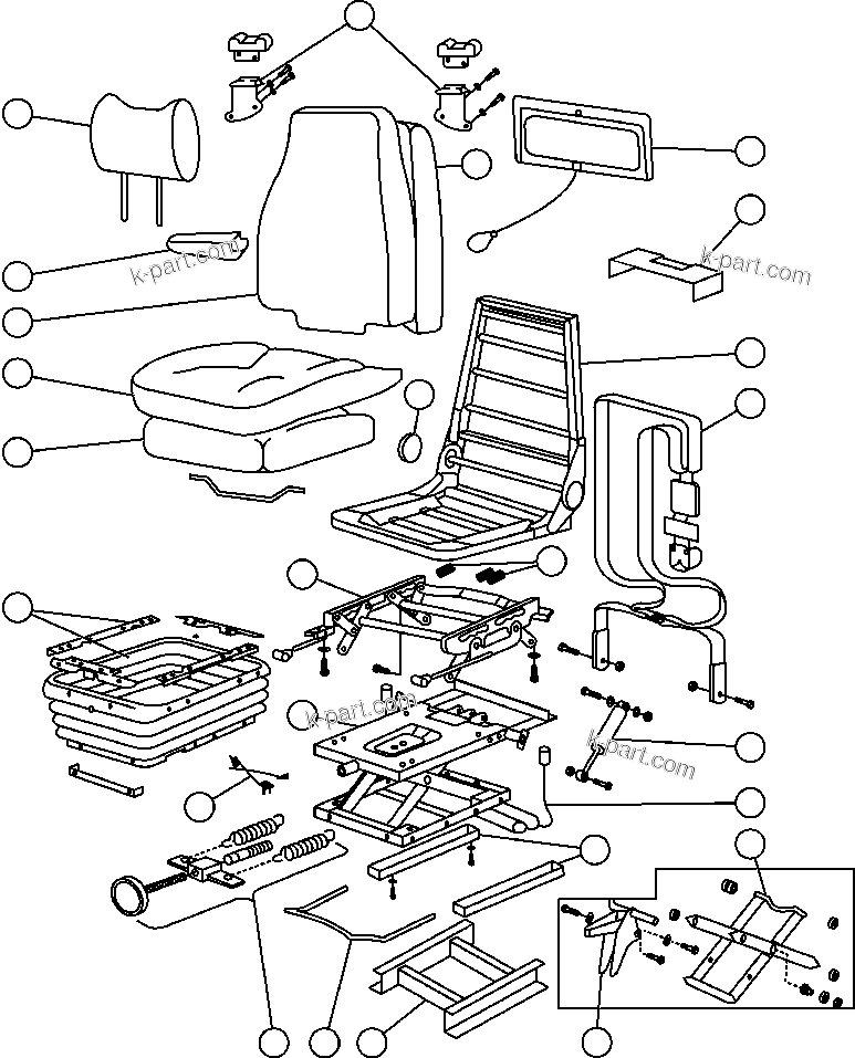 Komatsu parts book diagram for AFE50-BE 830E S/N A30706-A30708  DIAVIK: OPERATOR'S SEAT ASSEMBLY (EK0479)