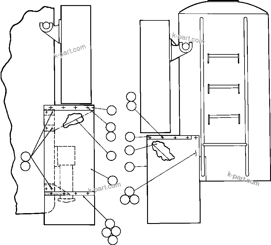 Komatsu parts book diagram for AFE50-BE 830E S/N A30706-A30708  DIAVIK: REAR MUDFLAP INSTALLATION