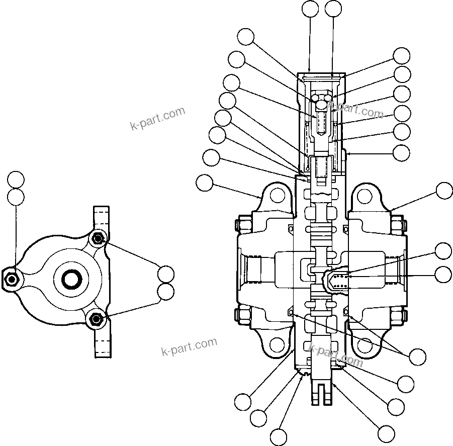 Komatsu parts book diagram for AFE50-BE 830E S/N A30706-A30708  DIAVIK: HOIST PILOT VALVE ASSEMBLY (PB6922)