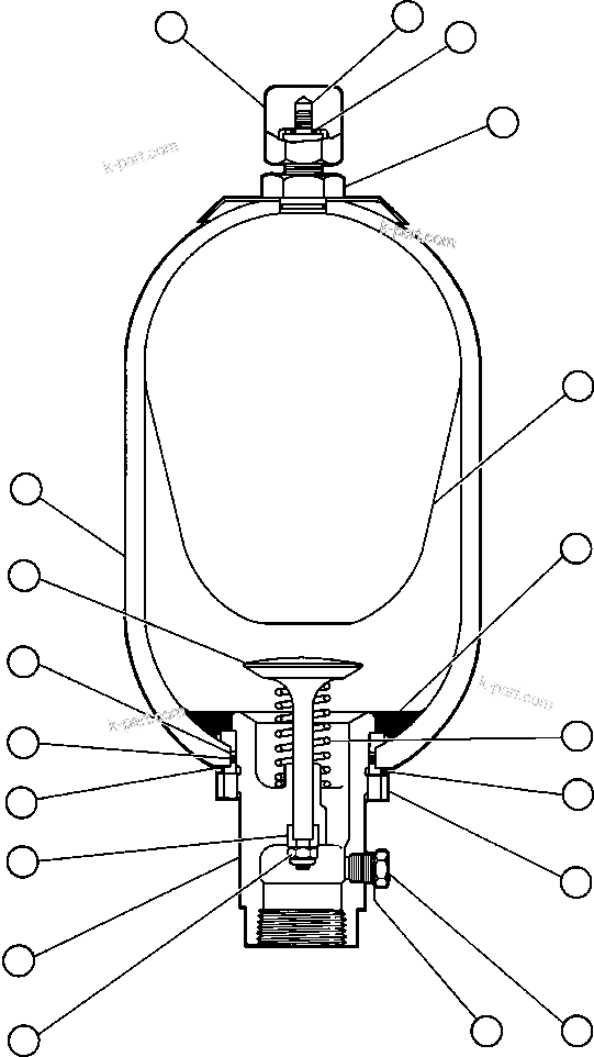 Komatsu parts book diagram for AFE50-BE 830E S/N A30706-A30708  DIAVIK: ACCUMULATOR ASSEMBLY (1 GAL.) (PB9275)