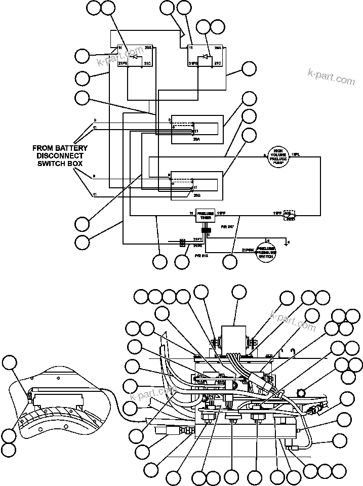 Komatsu parts book diagram for AFE50-BE 830E S/N A30706-A30708  DIAVIK: ELECTRIC STARTER INSTL & WIRING