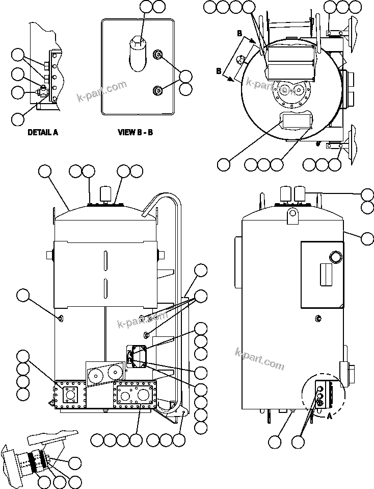 Komatsu parts book diagram for AFE50-BE 830E S/N A30706-A30708  DIAVIK: HYDRAULIC TANK ASSEMBLY INSTALLATION