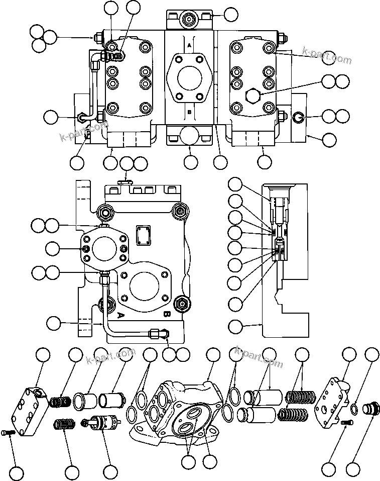 Komatsu parts book diagram for AFE50-BE 830E S/N A30706-A30708  DIAVIK: HOIST CONTROL VALVE ASSEMBLY (PB6921)