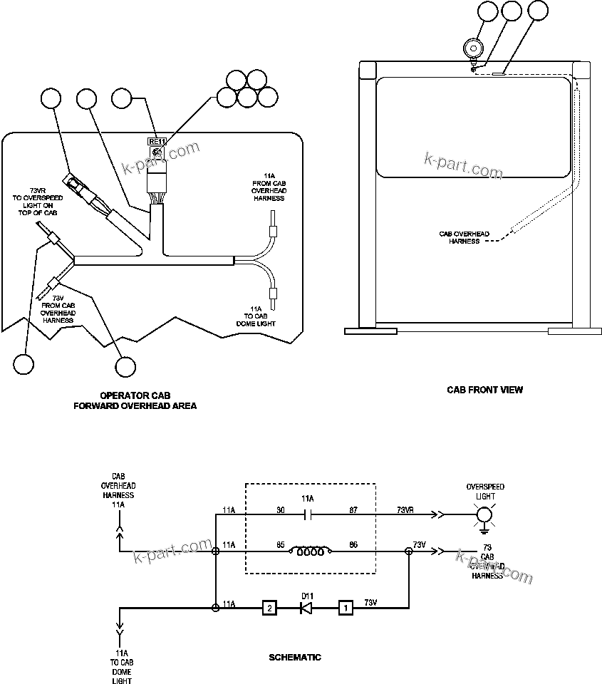Komatsu parts book diagram for AFE50-BE 830E S/N A30706-A30708  DIAVIK: OVERSPEED WARNING LIGHT