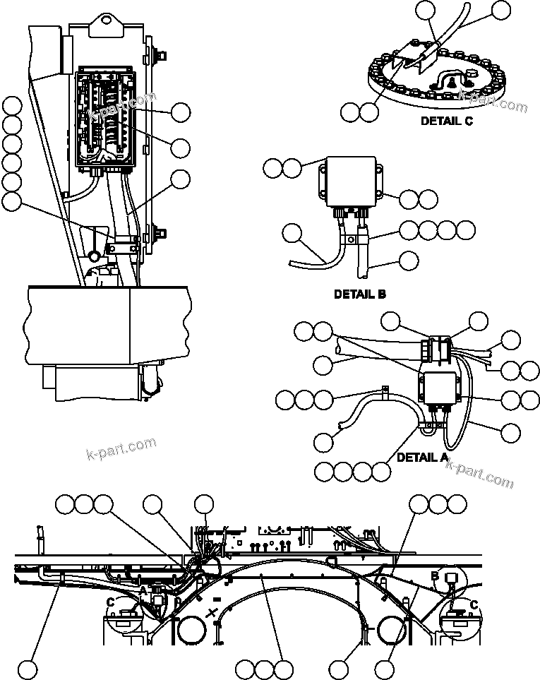 Komatsu parts book diagram for AFE50-BE 830E S/N A30706-A30708  DIAVIK: PAYLOAD METER III - FRONT SUSPENSIONS