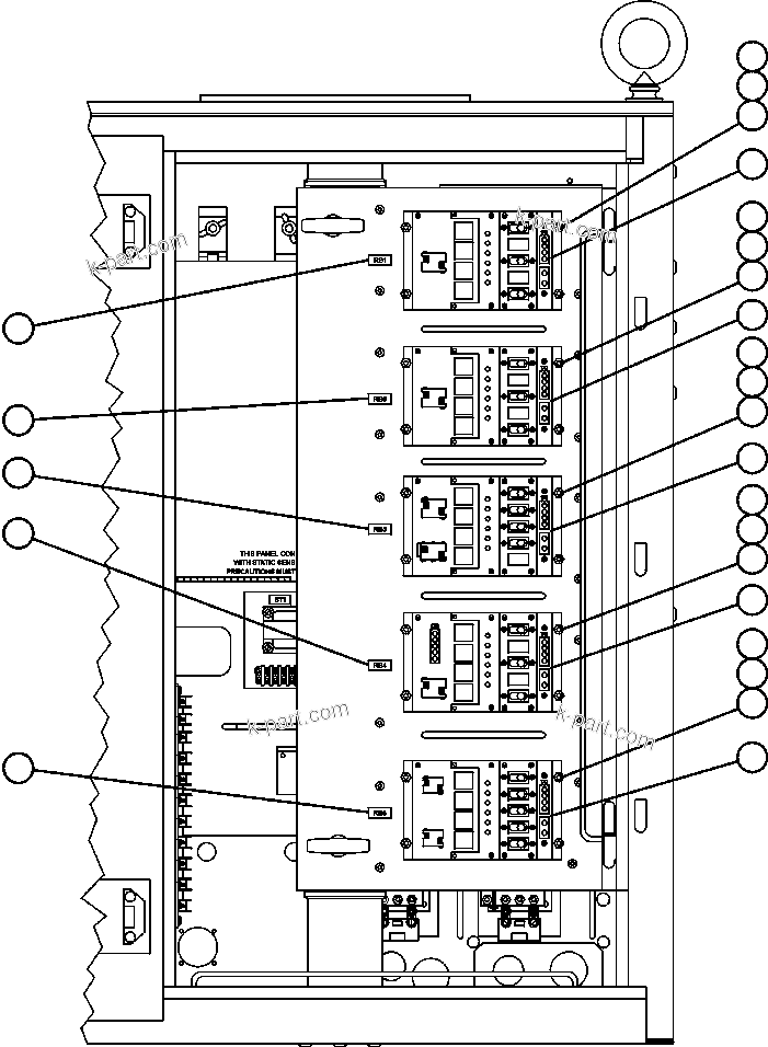 Komatsu parts book diagram for AFE50-BE 830E S/N A30706-A30708  DIAVIK: CONTROL CABINET RIGHT DOOR (SWING OUT DOOR)