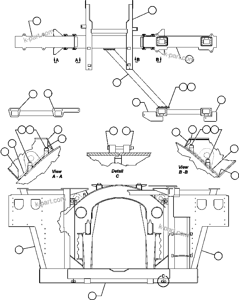 Komatsu parts book diagram for AFE50-BF/BH 830E S/N A30709 & A30717-A30718  WEST ANGELAS: FRAME & UPRIGHTS