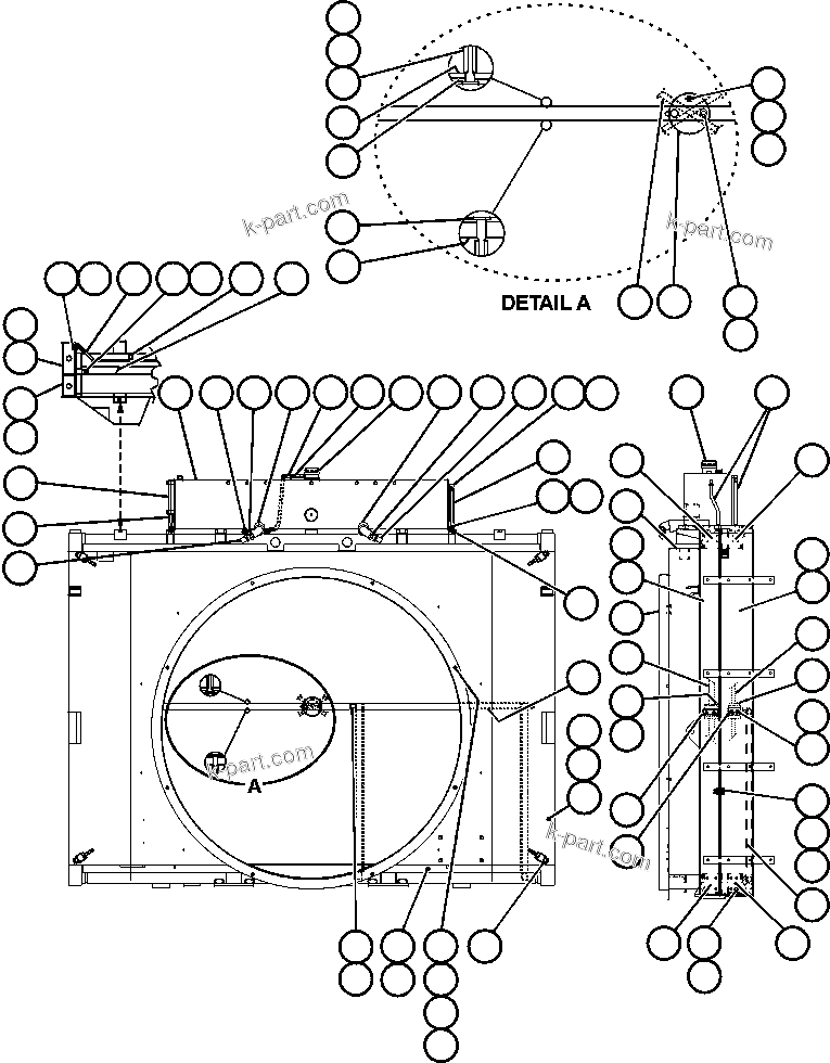 Komatsu parts book diagram for AFE50-BF/BH 830E S/N A30709 & A30717-A30718  WEST ANGELAS: RADIATOR ASSEMBLY (PC1520)