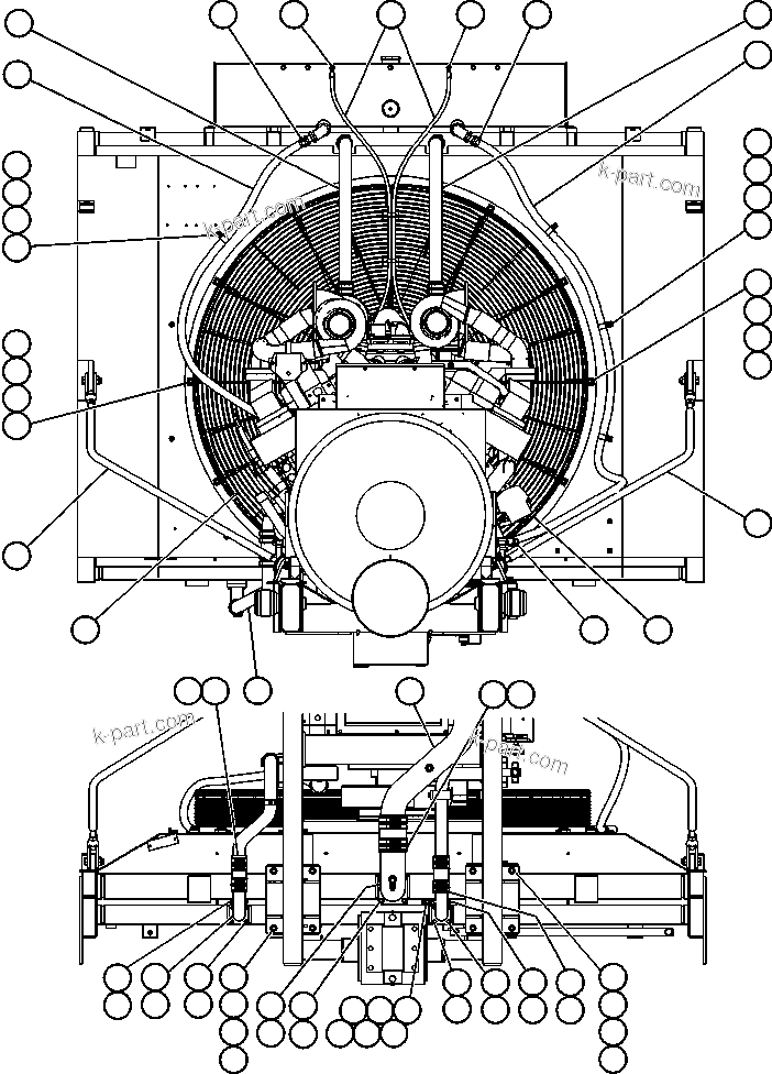 Komatsu parts book diagram for AFE50-BF/BH 830E S/N A30709 & A30717-A30718  WEST ANGELAS: RADIATOR PIPING