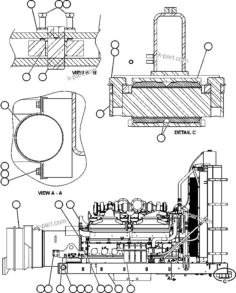 Komatsu parts book diagram for AFE50-BF/BH 830E S/N A30709 & A30717-A30718  WEST ANGELAS: ENGINE & MISCELLANEOUS