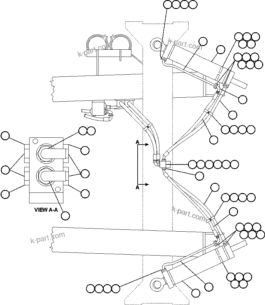 Komatsu parts book diagram for AFE50-BF/BH 830E S/N A30709 & A30717-A30718  WEST ANGELAS: STEERING CYLINDER PIPING