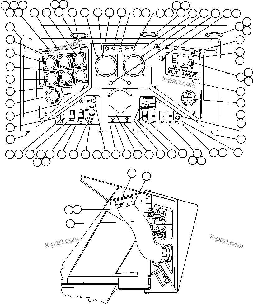 Komatsu parts book diagram for AFE50-BF/BH 830E S/N A30709 & A30717-A30718  WEST ANGELAS: INSTRUMENT PANEL ASSEMBLY