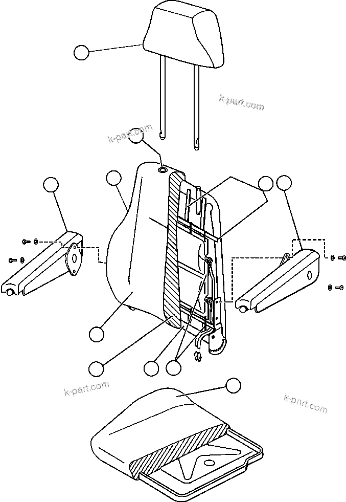 Komatsu parts book diagram for AFE50-BF/BH 830E S/N A30709 & A30717-A30718  WEST ANGELAS: OPERATOR'S SEAT ASSEMBLY (EJ8295)