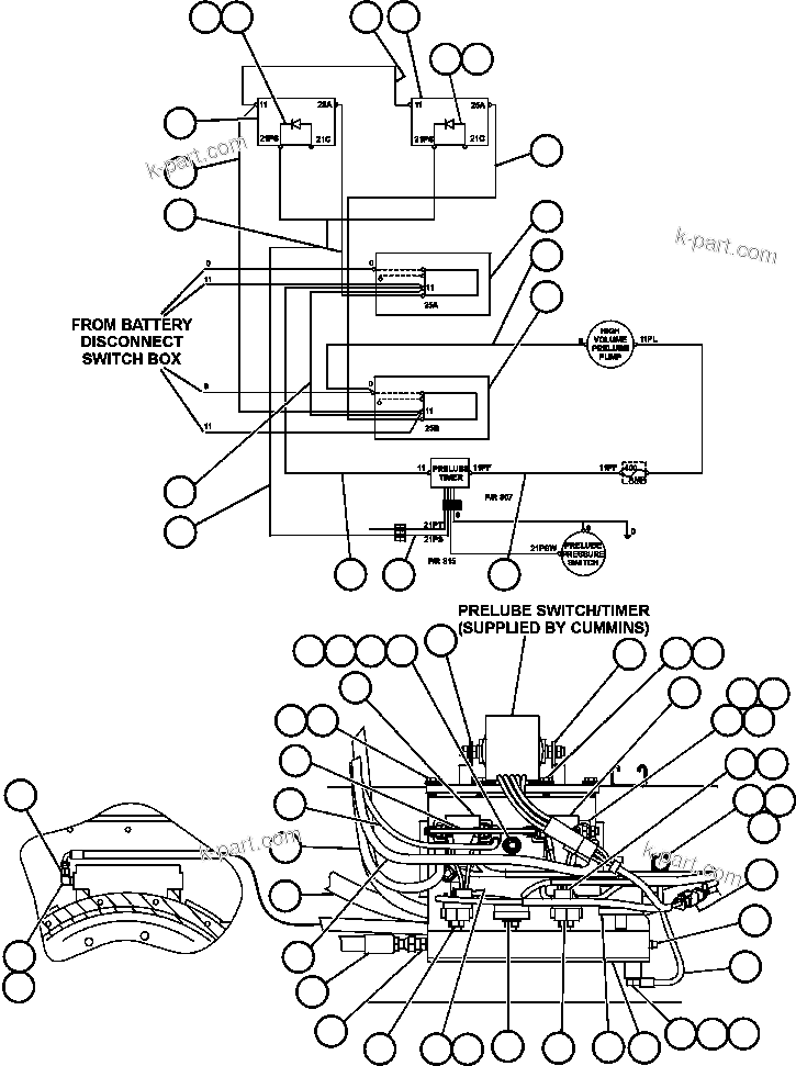 Komatsu parts book diagram for AFE50-BF/BH 830E S/N A30709 & A30717-A30718  WEST ANGELAS: ELECTRIC STARTER INSTL & WIRING
