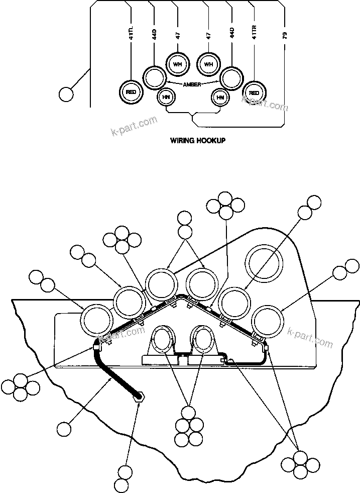 Komatsu parts book diagram for AFE50-BF/BH 830E S/N A30709 & A30717-A30718  WEST ANGELAS: REAR LIGHTS & BACKUP HORN INSTALLATION