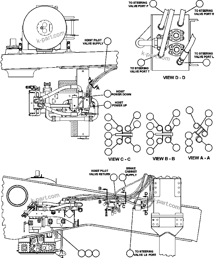 Komatsu parts book diagram for AFE50-BF/BH 830E S/N A30709 & A30717-A30718  WEST ANGELAS: BRAKE CABINET PIPING - 1