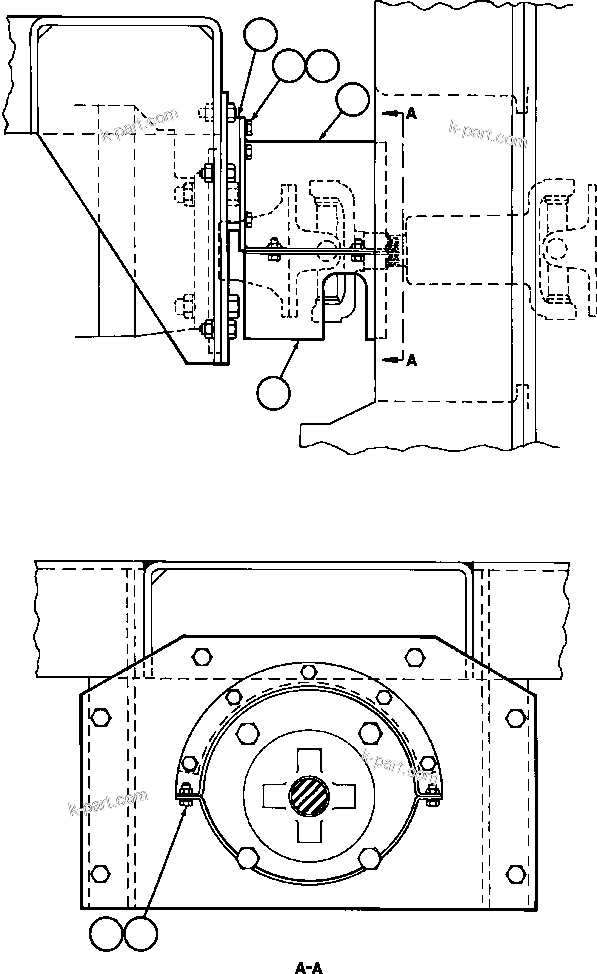 Komatsu parts book diagram for AFE50-BF/BH 830E S/N A30709 & A30717-A30718  WEST ANGELAS: FRONT DRIVELINE PROTECTOR