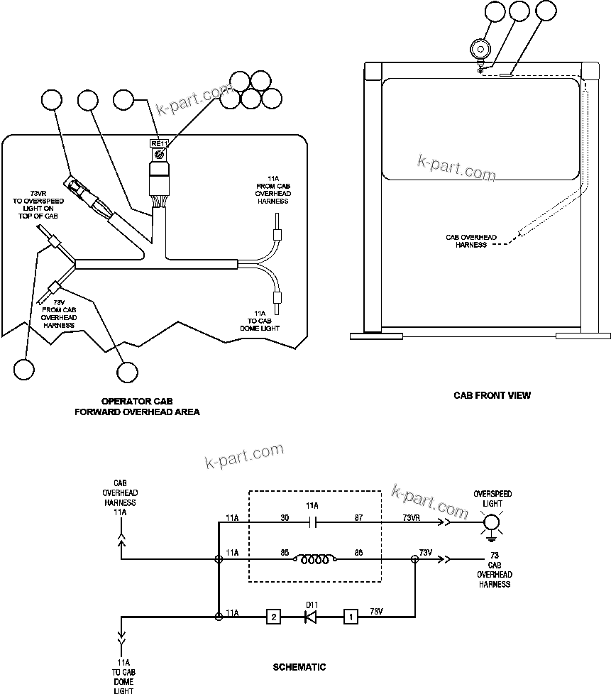 Komatsu parts book diagram for AFE50-BF/BH 830E S/N A30709 & A30717-A30718  WEST ANGELAS: OVERSPEED WARNING LIGHT