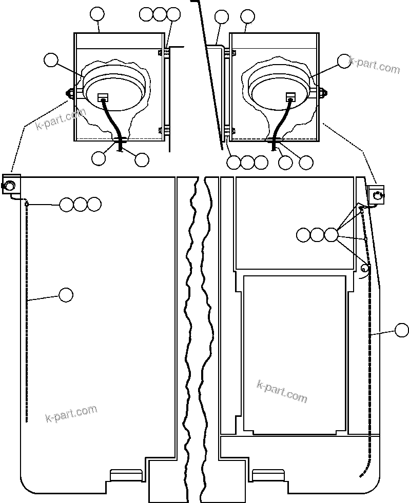 Komatsu parts book diagram for AFE50-BF/BH 830E S/N A30709 & A30717-A30718  WEST ANGELAS: BACKUP LIGHT INSTALLATION