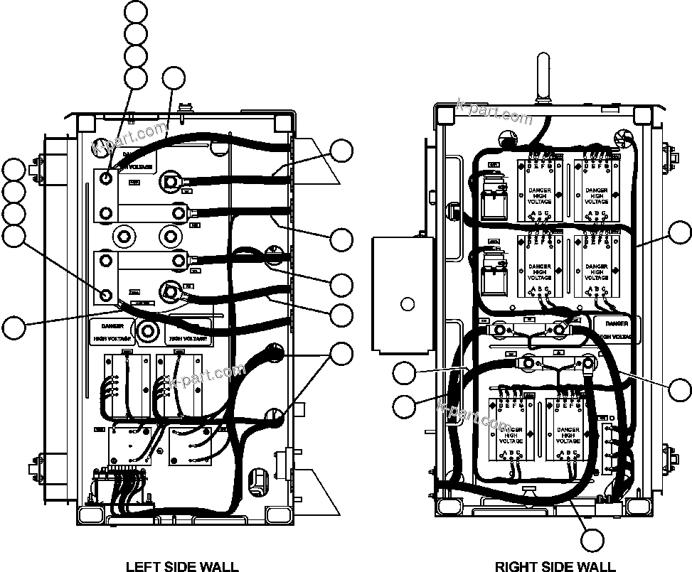 Komatsu parts book diagram for AFE50-BF/BH 830E S/N A30709 & A30717-A30718  WEST ANGELAS: CONT. CAB. - CENTER DOOR L.S. & R.S. WALL WIRING