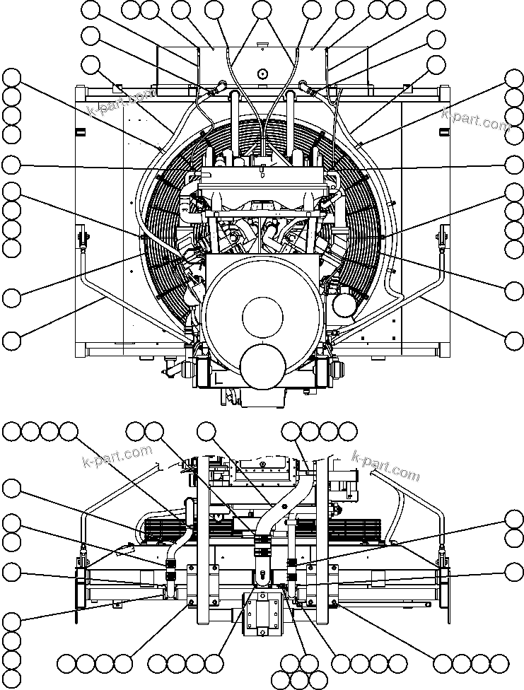 Komatsu parts book diagram for AFE50-CE 830E S/N A30811-A30814   EPSA: RADIATOR PIPING - 2