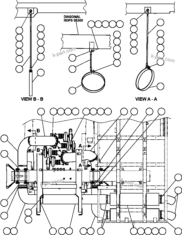 Komatsu parts book diagram for AFE50-CE 830E S/N A30811-A30814   EPSA: EXHAUST PIPING