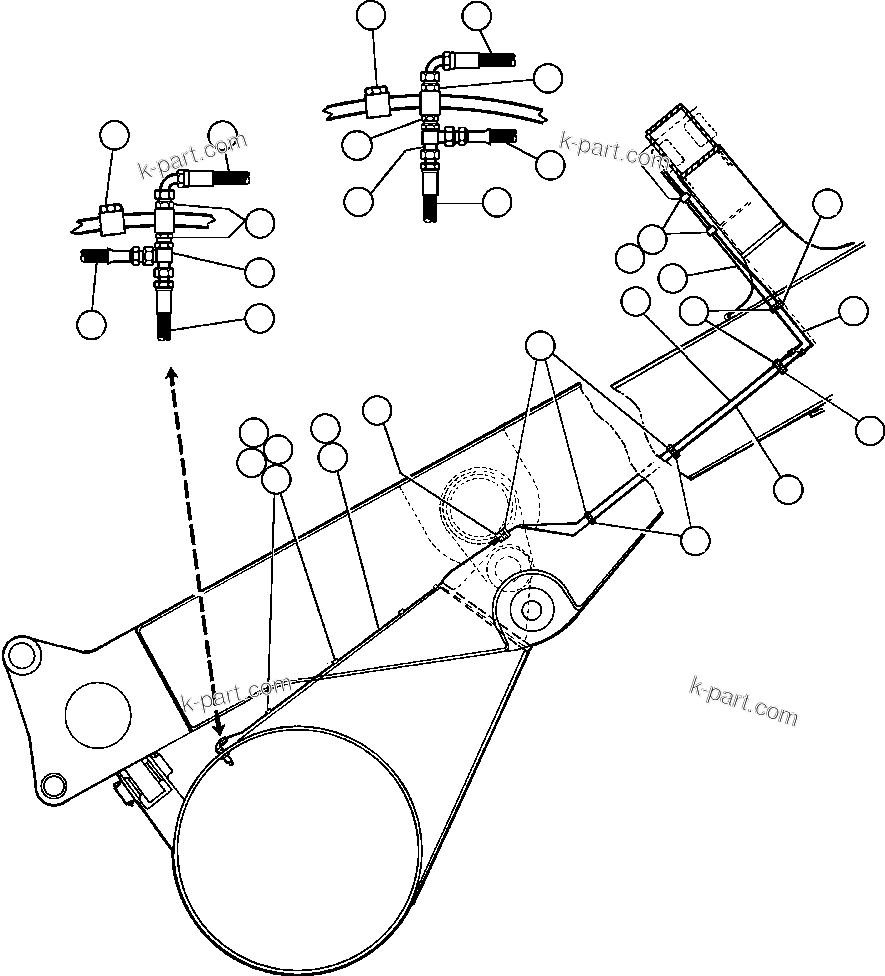 Komatsu parts book diagram for AFE50-CE 830E S/N A30811-A30814   EPSA: REAR BRAKE PIPING