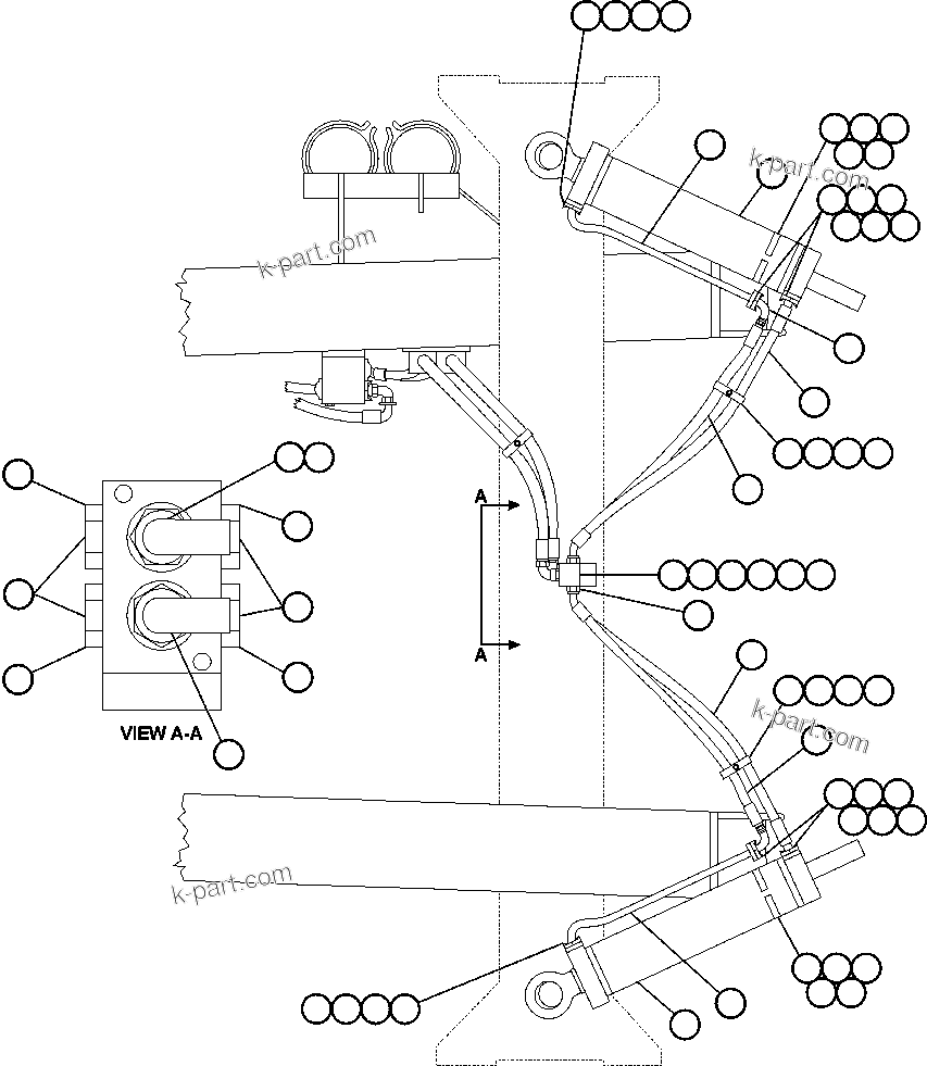 Komatsu parts book diagram for AFE50-CE 830E S/N A30811-A30814   EPSA: STEERING CYLINDER PIPING