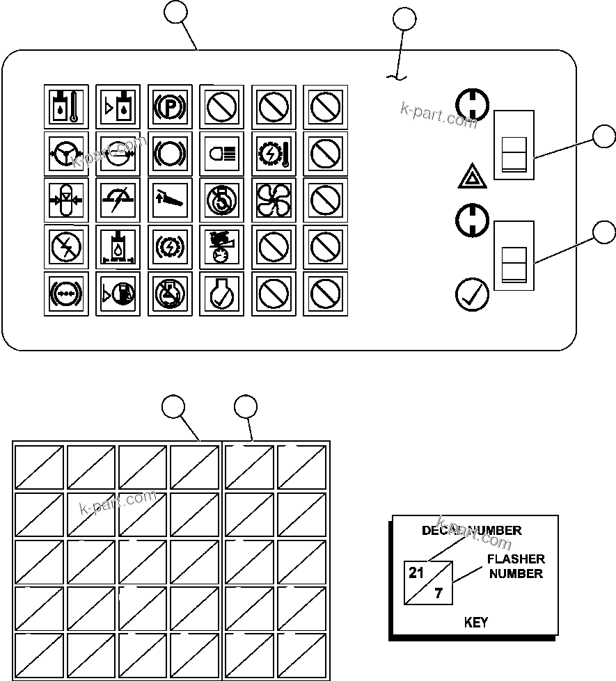 Komatsu parts book diagram for AFE50-CE 830E S/N A30811-A30814   EPSA: WARNING LIGHTS MODULE (EK3605)