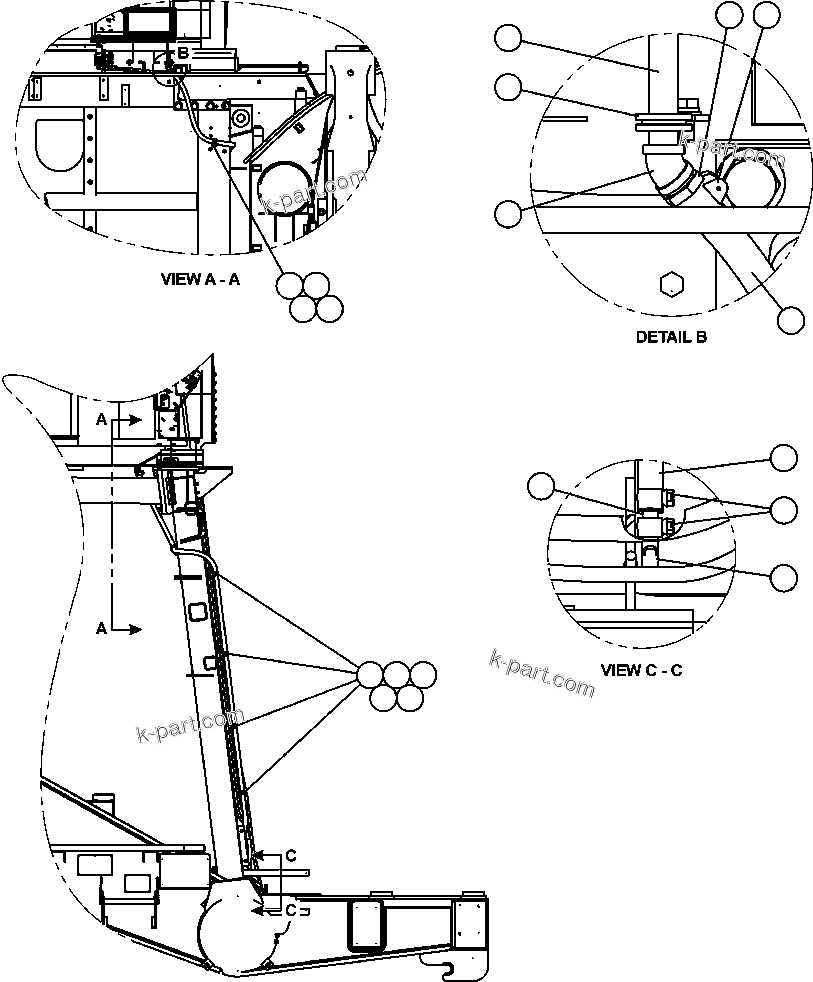 Komatsu parts book diagram for AFE50-CE 830E S/N A30811-A30814   EPSA: HEATER/AC DRAIN HOSE INSTALLATION