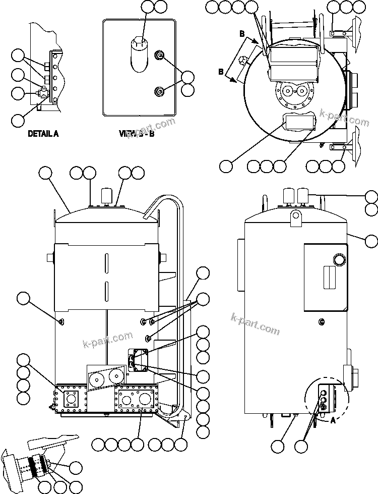 Komatsu parts book diagram for AFE50-CE 830E S/N A30811-A30814   EPSA: HYDRAULIC TANK ASSEMBLY INSTALLATION