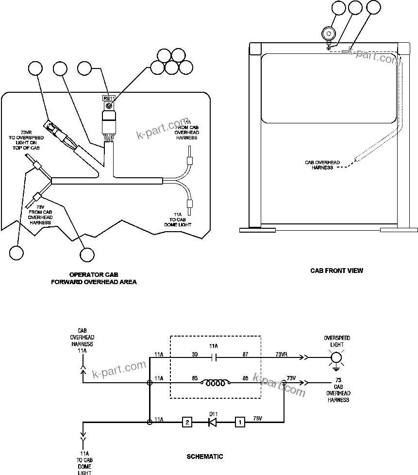 Komatsu parts book diagram for AFE50-CE 830E S/N A30811-A30814   EPSA: OVERSPEED WARNING LIGHT