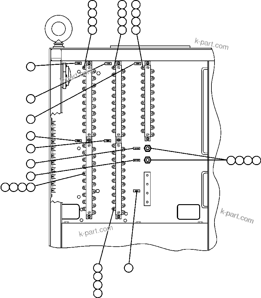 Komatsu parts book diagram for AFE50-CE 830E S/N A30811-A30814   EPSA: CONTROL CABINET - REAR DOOR