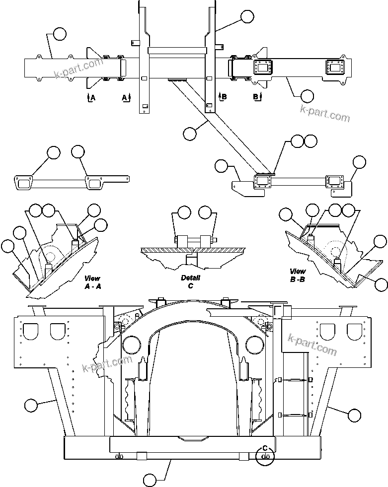 Komatsu parts book diagram for AFE50-CH 830E S/N A30818-A30819 & A30821 & A30826-A30830   ANTELOPE COAL: FRAME & UPRIGHTS