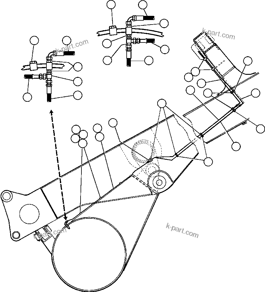 Komatsu parts book diagram for AFE50-CH 830E S/N A30818-A30819 & A30821 & A30826-A30830   ANTELOPE COAL: REAR BRAKE PIPING