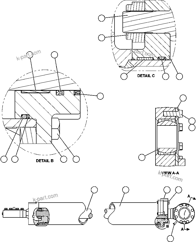 Komatsu parts book diagram for AFE50-CH 830E S/N A30818-A30819 & A30821 & A30826-A30830   ANTELOPE COAL: STEERING CYLINDER INSTALLATION