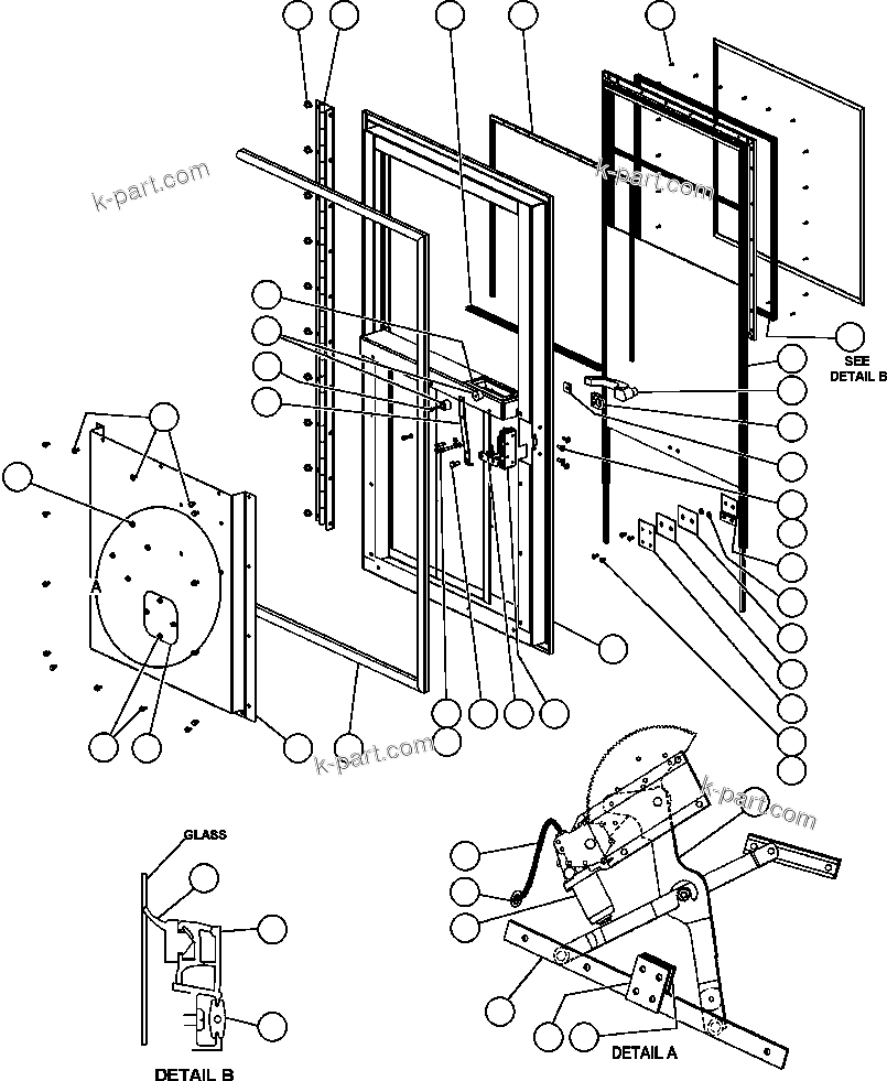 Komatsu parts book diagram for AFE50-CH 830E S/N A30818-A30819 & A30821 & A30826-A30830   ANTELOPE COAL: DOOR - L.H. (SM5948)