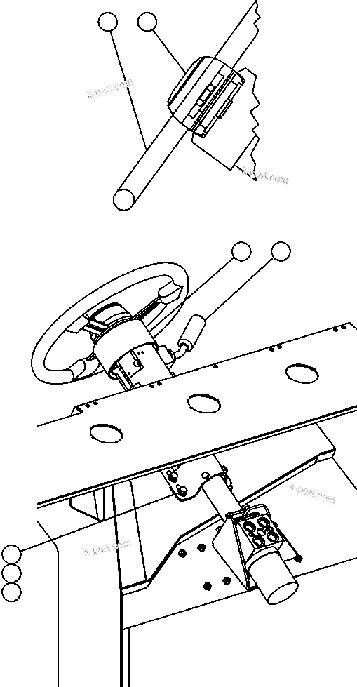 Komatsu parts book diagram for AFE50-CH 830E S/N A30818-A30819 & A30821 & A30826-A30830   ANTELOPE COAL: STEERING COLUMN INSTALLATION
