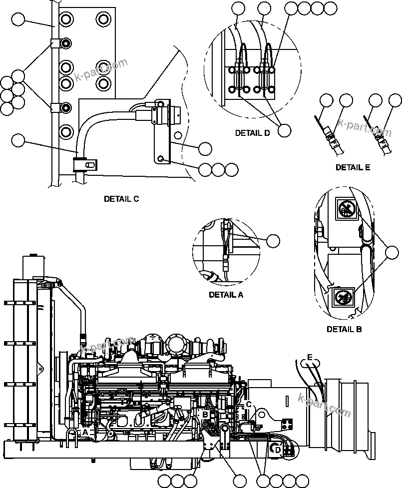 Komatsu parts book diagram for AFE50-CH 830E S/N A30818-A30819 & A30821 & A30826-A30830   ANTELOPE COAL: ENGINE WIRING