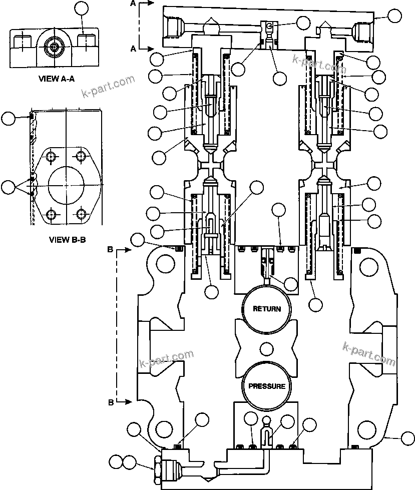 Komatsu parts book diagram for AFE50-CH 830E S/N A30818-A30819 & A30821 & A30826-A30830   ANTELOPE COAL: SPOOL SECTION ASSEMBLY (VE3810)