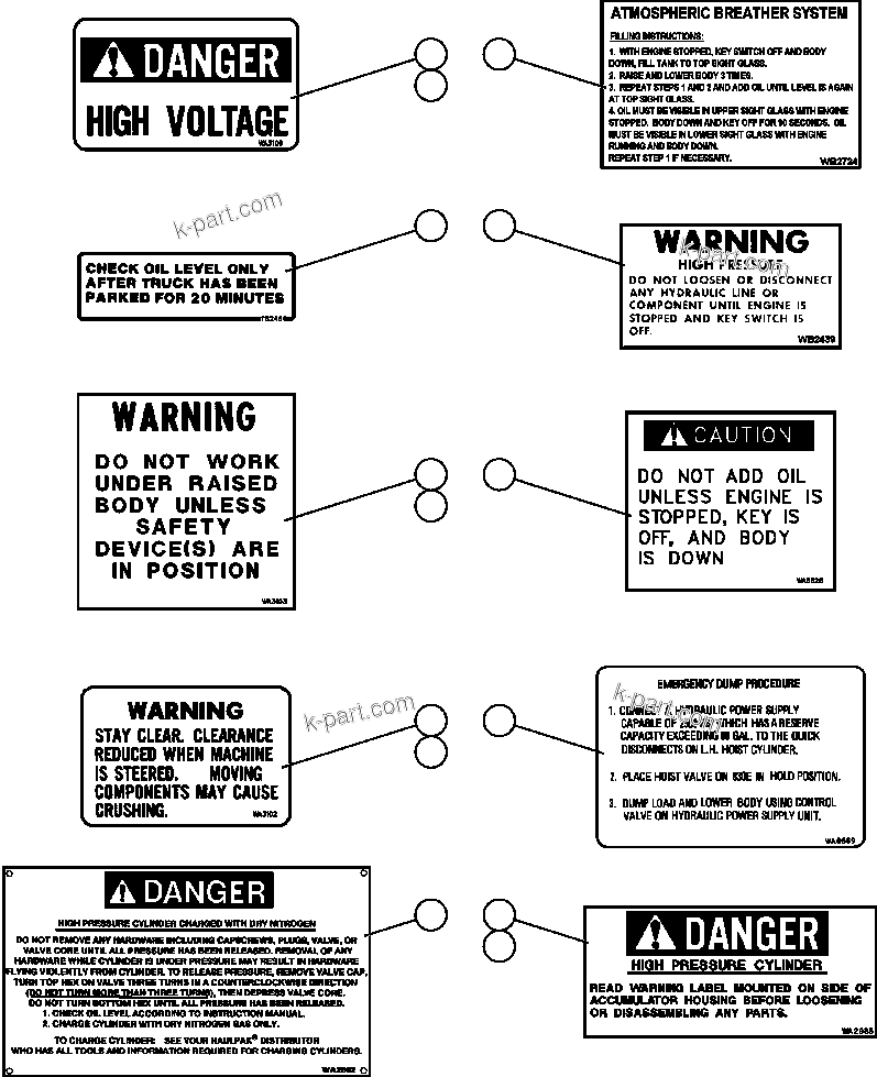 Komatsu parts book diagram for AFE50-CK 830E S/N A30825   APPALACHIAN FUEL: DECALS & WARNINGS
