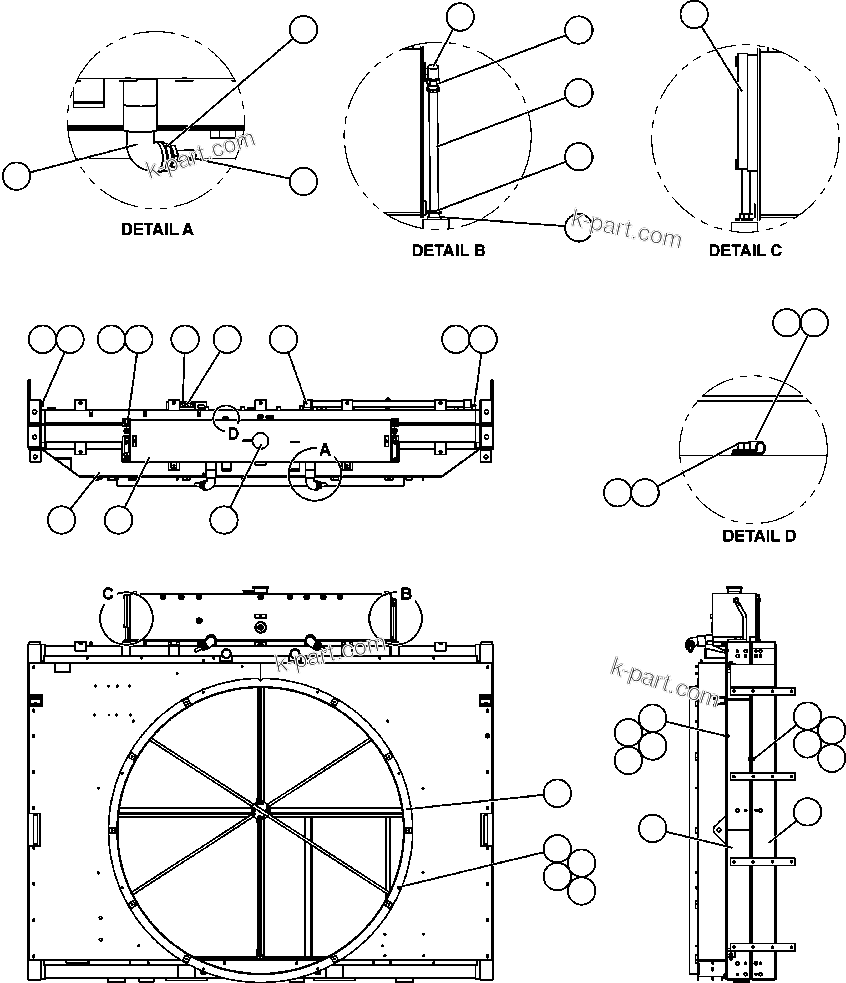 Komatsu parts book diagram for AFE50-CK 830E S/N A30825   APPALACHIAN FUEL: RADIATOR & SHROUD ASSEMBLY (PC1725)